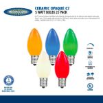 Assorted Ceramic Opaque C7 5 Watt Replacement Bulbs 25 Pack