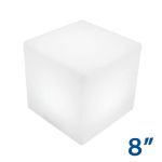 8 Inch Plastic LED Cube, RGBW, Rechargeable, Waterproof, Remote Controlled