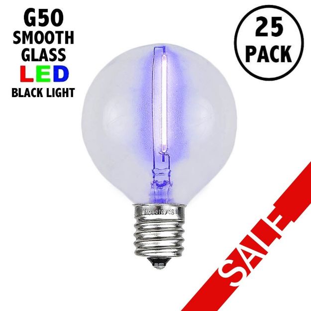 Black Light LED Filament G50 Globe Bulbs - 25pk