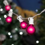 100 G40 Globe String Light Set with Pink Satin Bulbs on White Wire