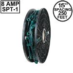 Novelty Lights C9 250' Spool 15" Spacing 8 Amp Green Wire