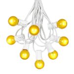 25 G30 Globe Light String Set with Yellow/Gold Satin Bulbs on White Wire