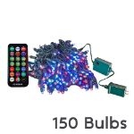 150 LED RGB Wide Angle Mini Light Set Green Wire w/Multi-Function Remote