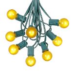 25 G30 Globe Light String Set with Yellow/Gold Satin Bulbs on Green Wire