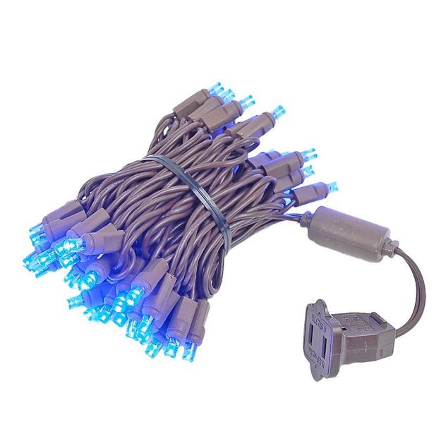 50 LED Blue LED Christmas Lights 11' Long on Brown Wire