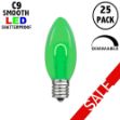 Green C9 U-Shaped LED Plastic Flex Filament Replacement Bulbs 25 Pack 
