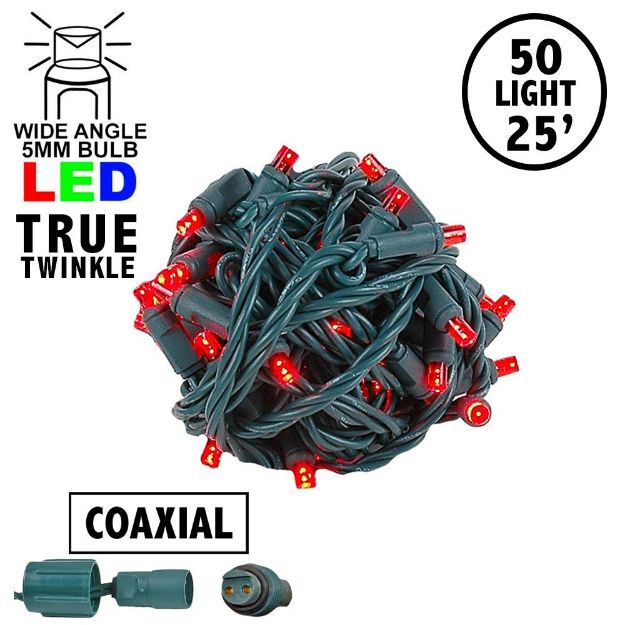 *NEW* True Twinkle Coaxial 50 LED Red 6" Spacing Green Wire