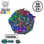 50 RGB + Warm White LED 6" Spacing Green Wire Coaxial w/o Power Supply & Remote