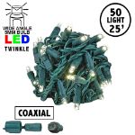 Twinkling Coaxial 50 LED Warm White 6" Spacing Green Wire