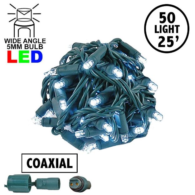 Coaxial 50 LED Pure White 6" Spacing Green Wire