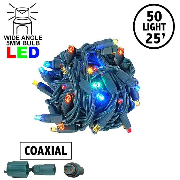 Coaxial 50 LED Multi 6" Spacing Green Wire