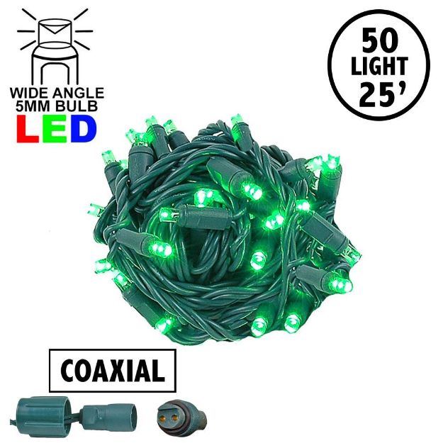 Coaxial 50 LED Green 6" Spacing Green Wire