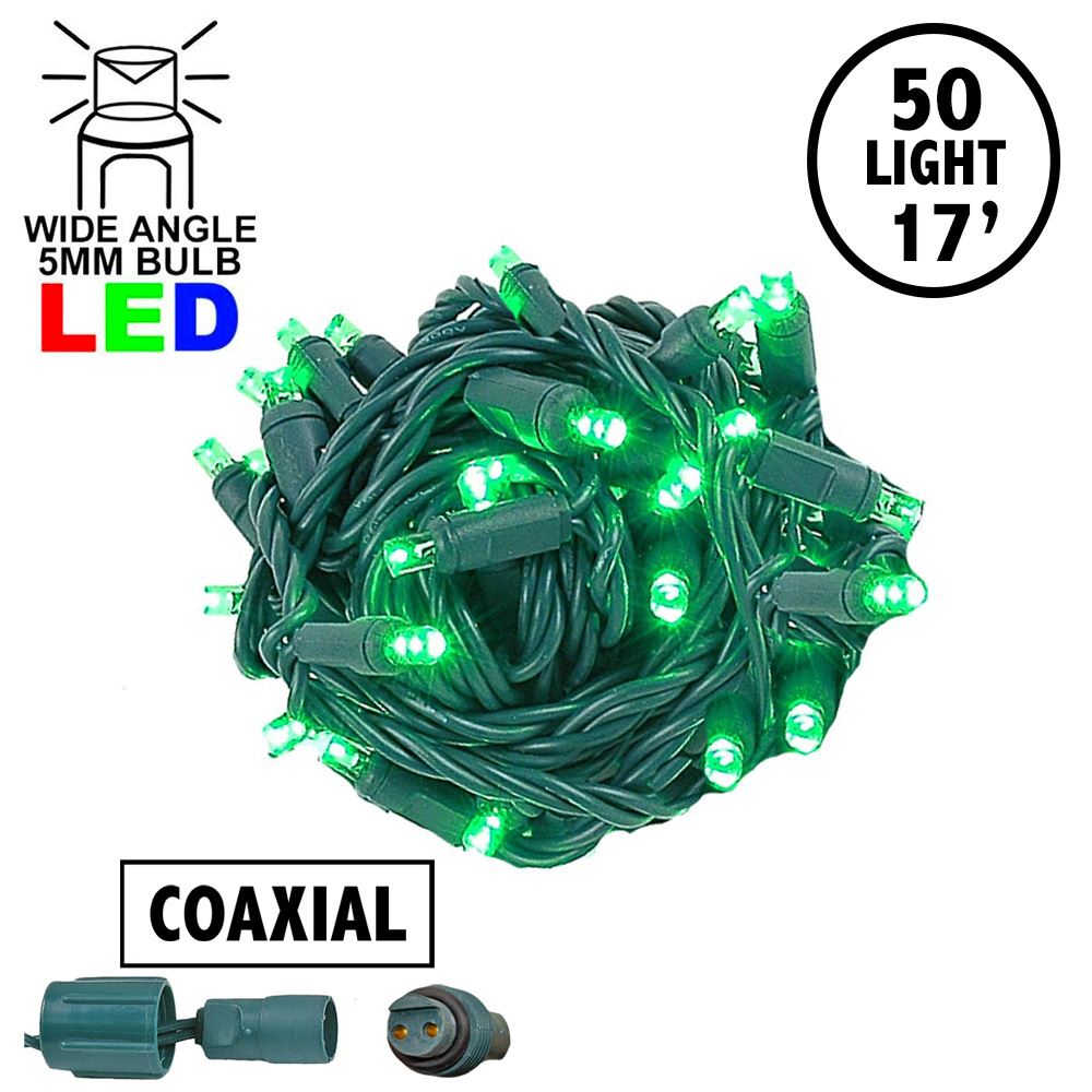 4" Spacing Coaxial Green LED Christmas Lights Novelty LightsNovelty