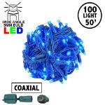 Coaxial 100 LED Blue 6" Spacing Green Wire