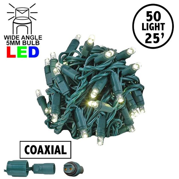 Coaxial 50 LED Warm White 6" Spacing Green Wire