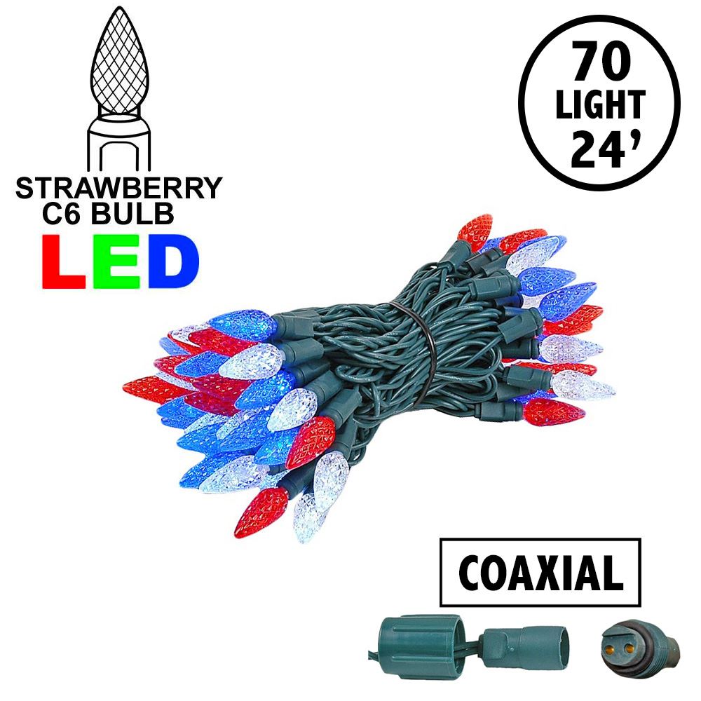 Commercial Coaxial C6 LED 70 Light Red, White & Blue Strawberry Mini