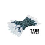 Coaxial *NEW* True Twinkle Pure White 70 LED C6 Strawberry Mini Lights Commercial Grade on Green Wire