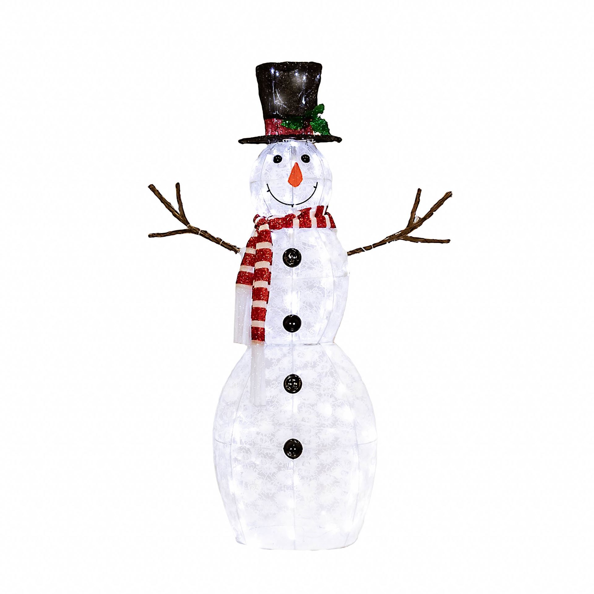 48 in. Snowflake Fabric Snowman with 120 Cool White LED Lights ...