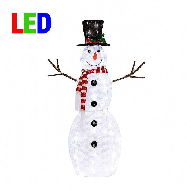 48 in. Snowflake Fabric Snowman with 120 Cool White LED Lights
