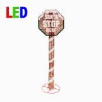60 in. Santa Stop Sign Decoration with LED Lights