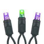 Commercial Grade Wide Angle 50 LED Purple/Lime 25' Long on Black Wire