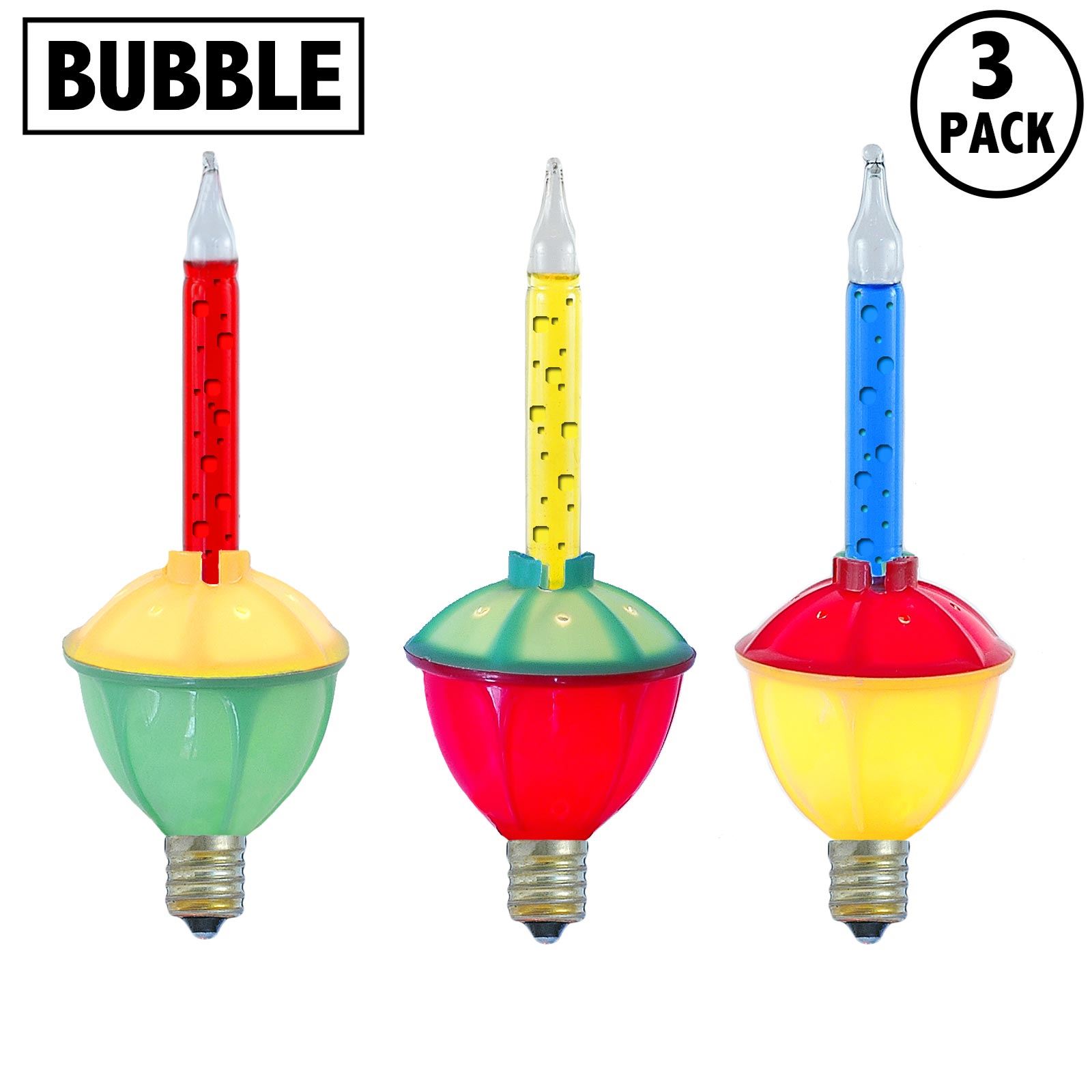 3 Pack Replacement Red/Blue/Yellow Liquid Christmas Bubble Lights