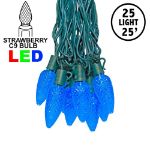 25 Blue LED C9 Pre-Lamped String Lights Green Wire