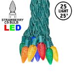 25 Multi-Colored LED C9 Pre-Lamped String Lights Green Wire