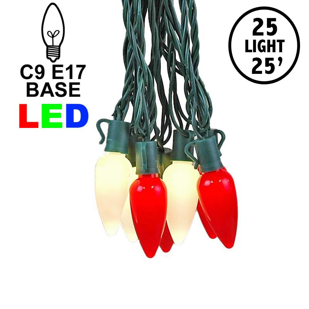 Commercial Grade LED Ceramic C9 Light Sets with Red & Warm White Bulbs ...