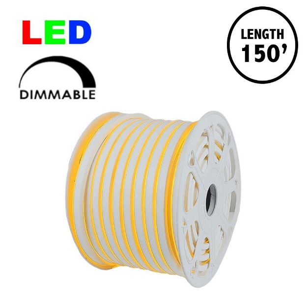 150 Ft Amber/Yellow LED Mini Neon Flex Rope Light Spool 120 Volt
