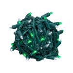 Commercial Grade Wide Angle 50 LED Green/Pure White White 25' Long on Green Wire
