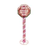 60 in. Santa Stop Sign Decoration with LED Lights