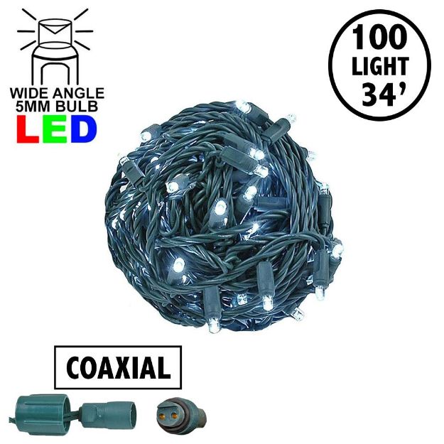 Coaxial 100 LED Pure White 4" Spacing Green Wire