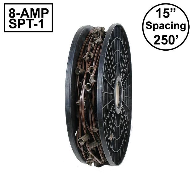 Novelty Lights Select C7 250' Spool 15" Spacing 8 Amp Brown Wire