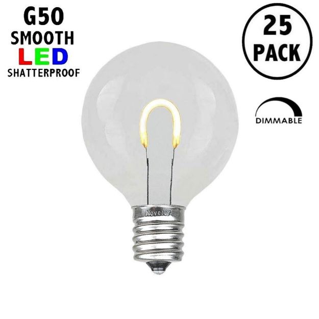 Warm White G50 U-Shaped LED Plastic Flex Filament Replacement Bulbs 25 Pack