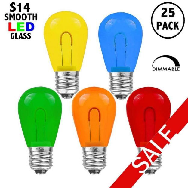 Multi Colored S14 U-Shaped LED Glass Flex Filament Replacement Bulbs 25 Pack