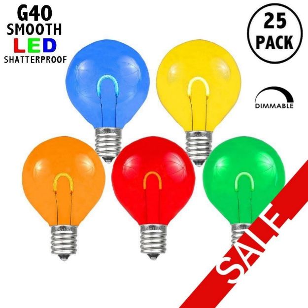 Multi Colored G40 U-Shaped LED Plastic Flex Filament Replacement Bulbs 25 Pack