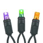 Purple/Lime/Orange LED Icicle Lights on Black Wire 70 Bulbs