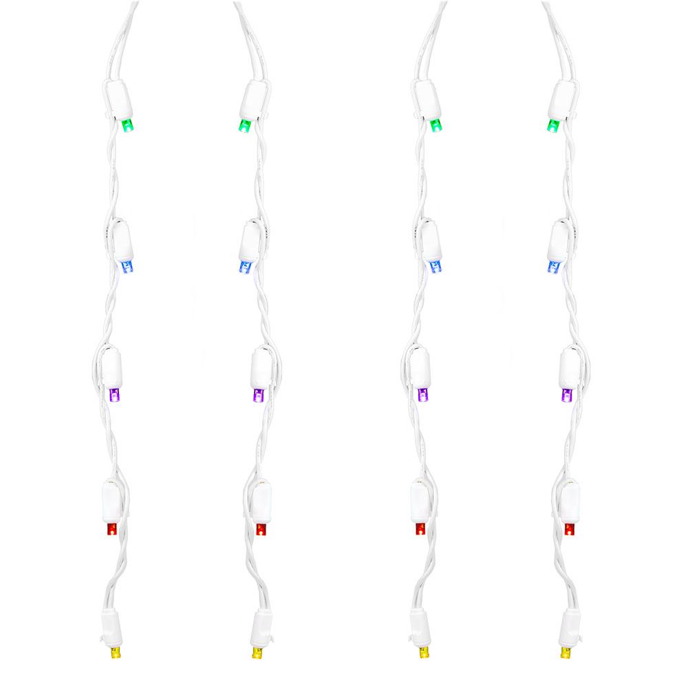 Multi LED Icicle Lights on White Wire Novelty Lights Inc Novelty