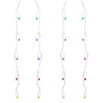 Rainbow LED Icicle Lights on White Wire 70 Bulbs