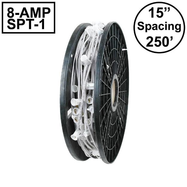 Novelty Lights Select C7 250' Spool 15" Spacing 8 Amp White Wire