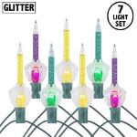 Yellow/Purple/Green Bubble Light Clear Multi Base Set with Silver Glitter