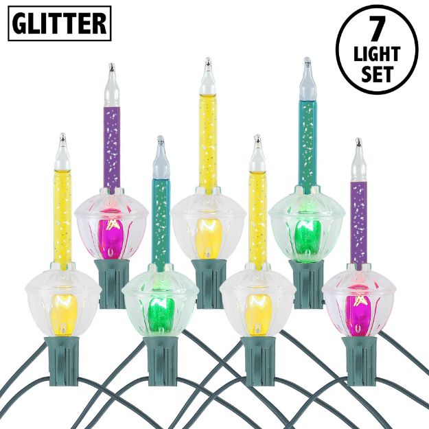Yellow/Purple/Green Bubble Light Clear Multi Base Set with Silver Glitter