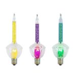 Yellow/Purple/Green Bubble Light With Silver Glitter Replacements 3 Pack 