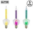 Yellow/Purple/Green Bubble Light With Silver Glitter Replacements 3 Pack 