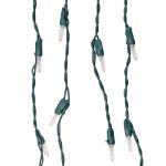 Pure White LED Icicle Lights on Green Wire 150 Bulbs