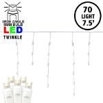 Twinkle Warm White LED Icicle Lights on White Wire 70 Bulbs