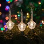 Traditional Clear Bubble Light Set with Silver Glitter