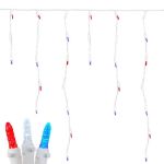 Red/White/Blue LED Icicle Lights on White Wire 150 Bulbs