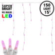 Pink LED Icicle Lights on White Wire 150 Bulbs